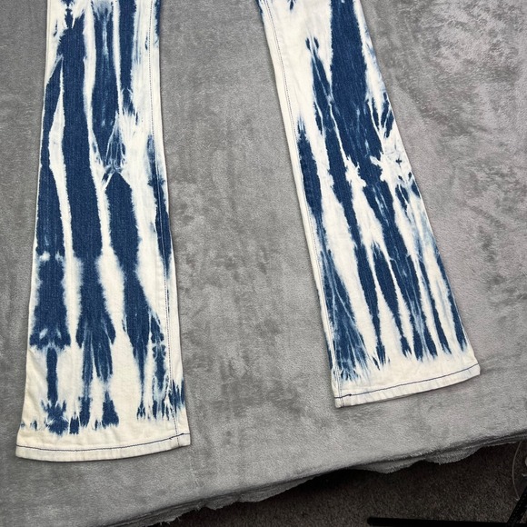Michael‎ Kors Tie Dye Flare Jeans Women's 27 Blue White Boho Retro 70s High Rise - Picture 4 of 16